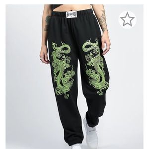 New girl order double dragon black and green joggers